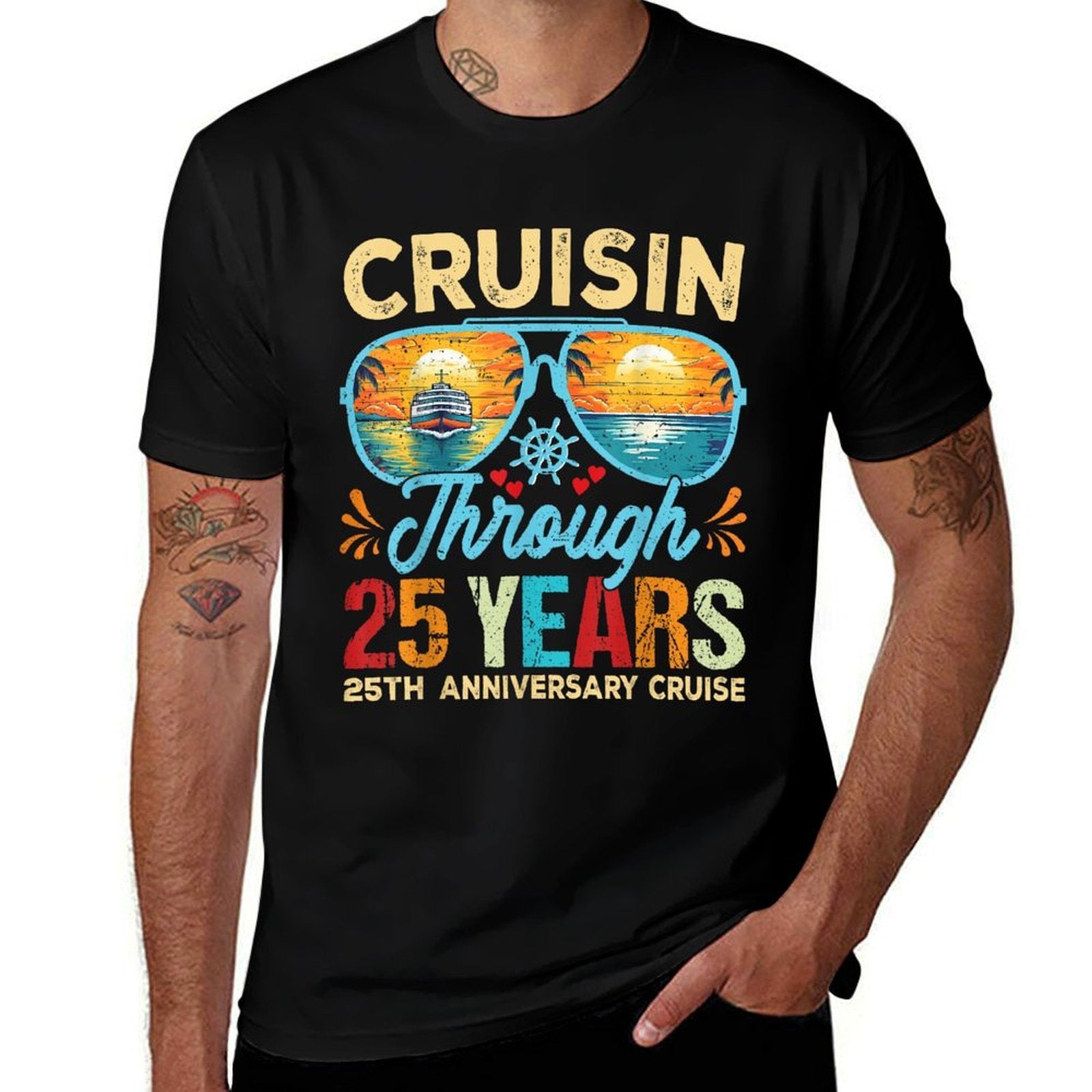 Cruisin Through 25 Years 25th Wedding Anniversary Cruise  Lightweight T-Shirt