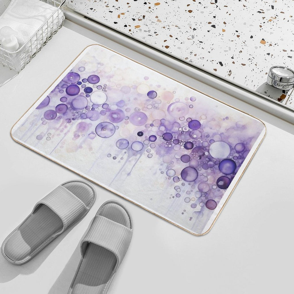 Dripping Purple Bubbles Watercolor Art  Anti-Trip Bath Mat