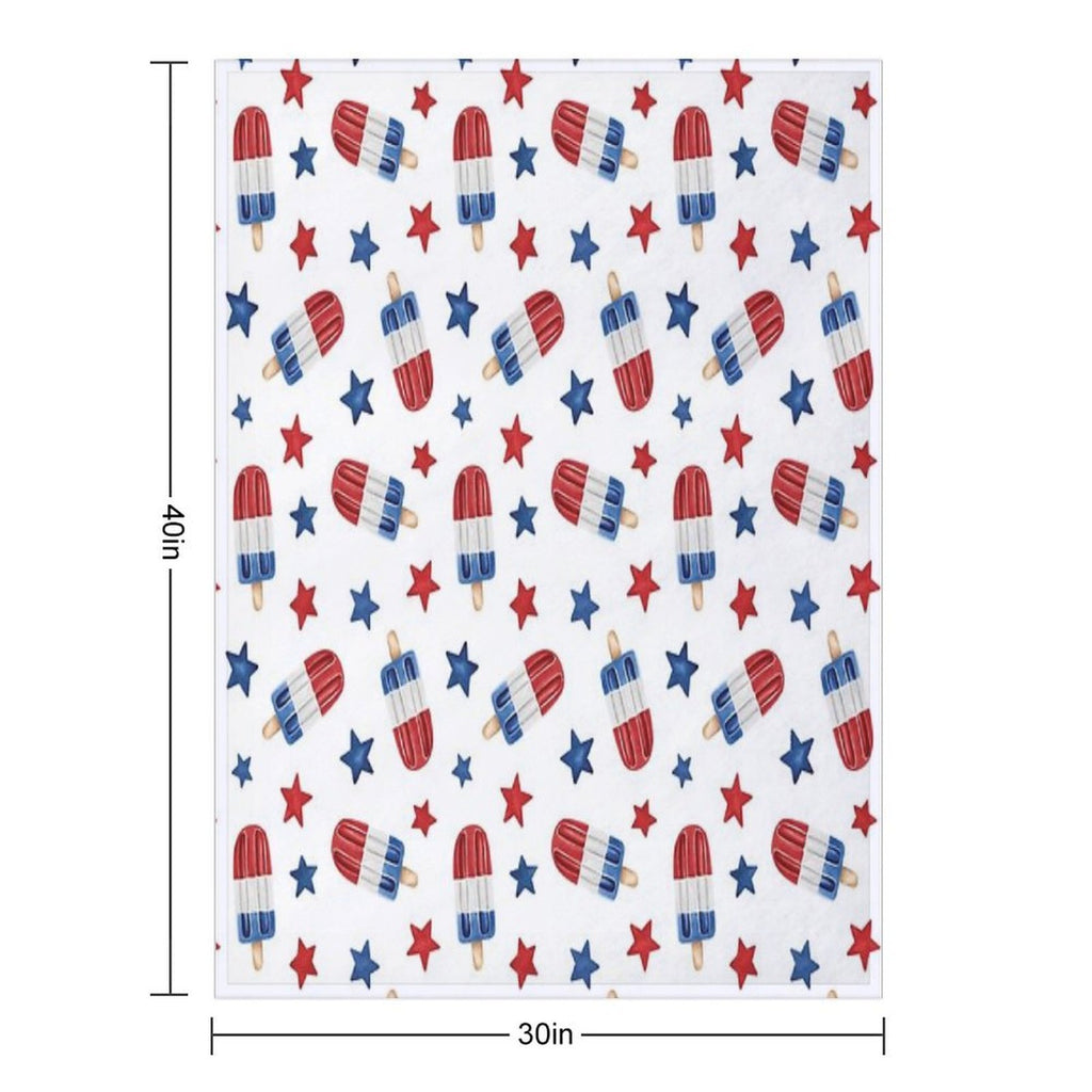 4th of July Red, White And Blue Popsicles Durable Throw Blanket