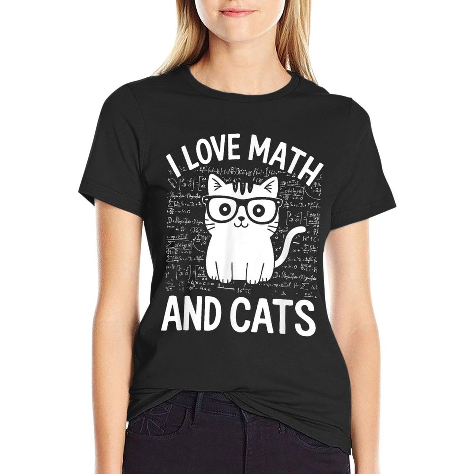Funny Math And Cats Apparel for Teachers Students Cat Lovers  Slim-fit Cut T-Shirt