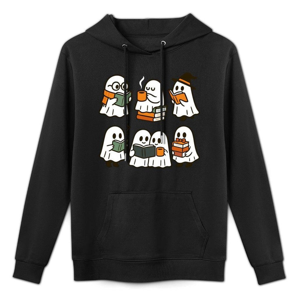Cute Ghosts Reading Books Halloween Medium-Weight Fabric Hoodie