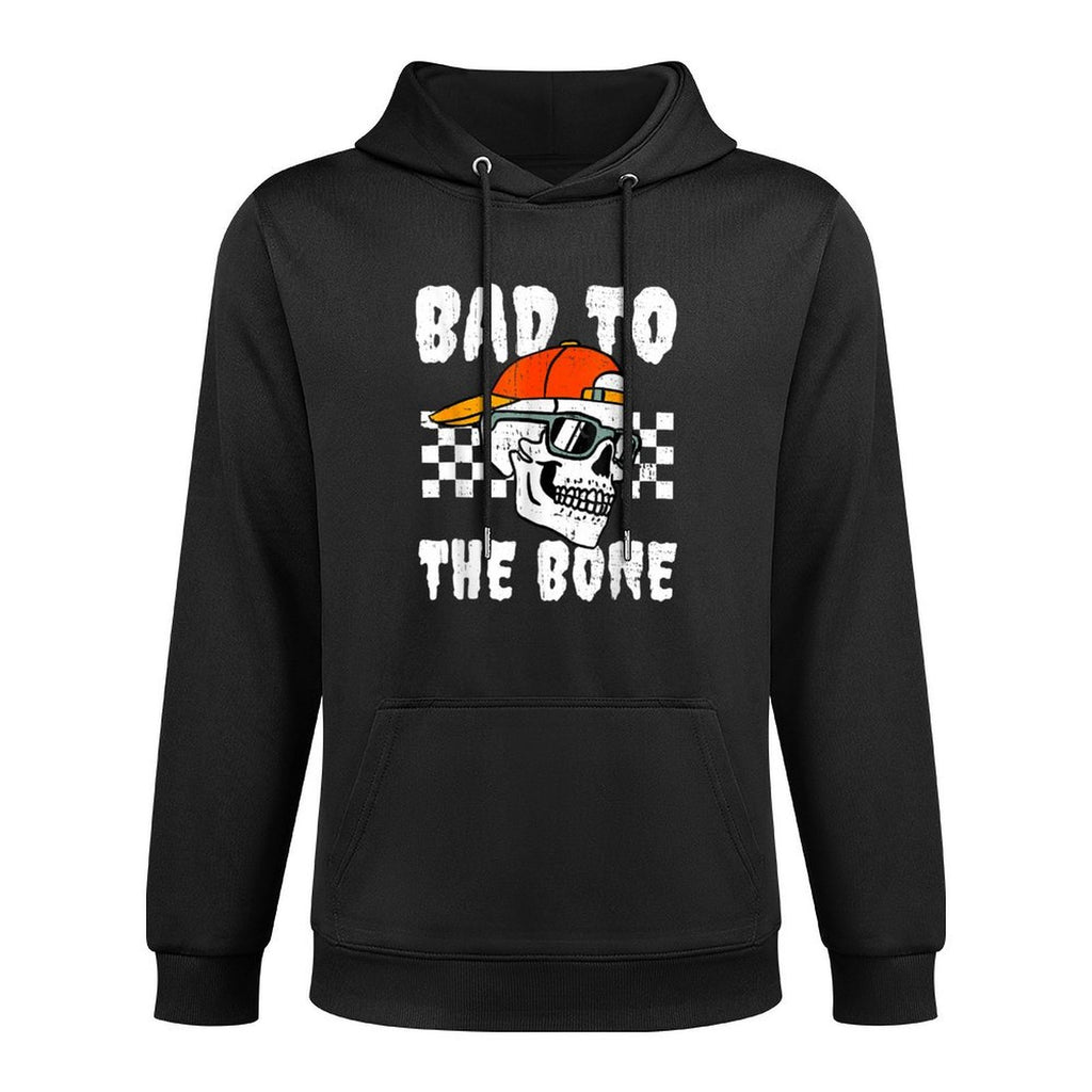 Retro Bad To The Bone Funny Skull Halloween Costume Boy Kids Medium-Weight Fabric Hoodie