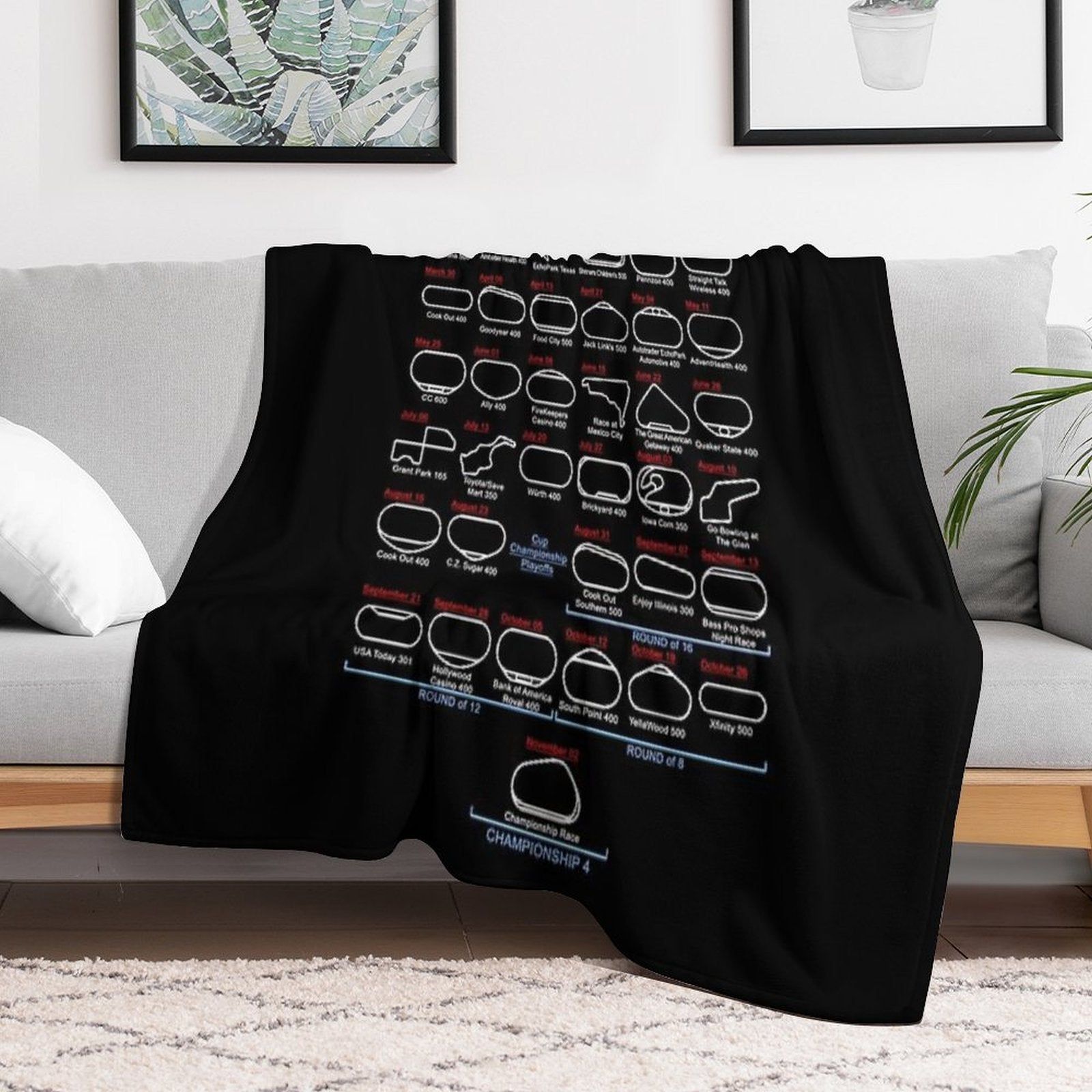 Schedule Nascar Cup Series 2025 Machine-washable Throw Blanket