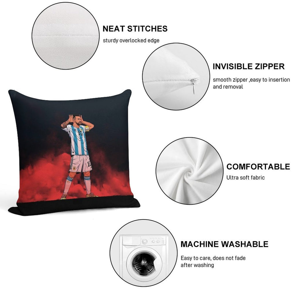 Leo Messi Celebration Vs Netherlands Soft Reinforced Edging Throw Pillow
