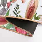 Transparent Lilly Flowers And Leaves Watercolor Seamless Pattern. Translucent Summer Tropical Bouquets. Spring Blossom Garden  Dirt-Trapping Bath Mat