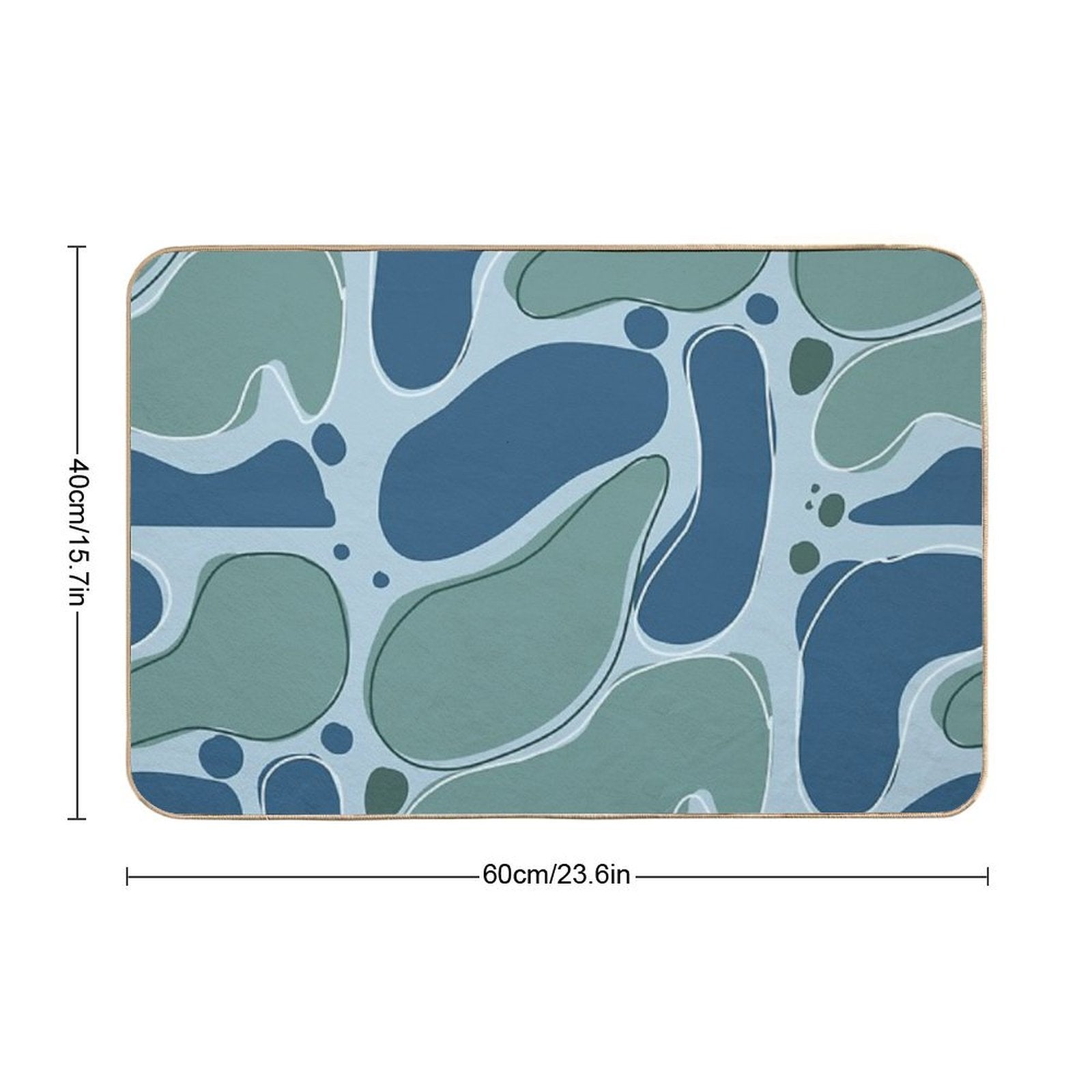 Boho Blue Blob – Minimalist Abstract Fluid Art  Fade-Resistant Bath Mat