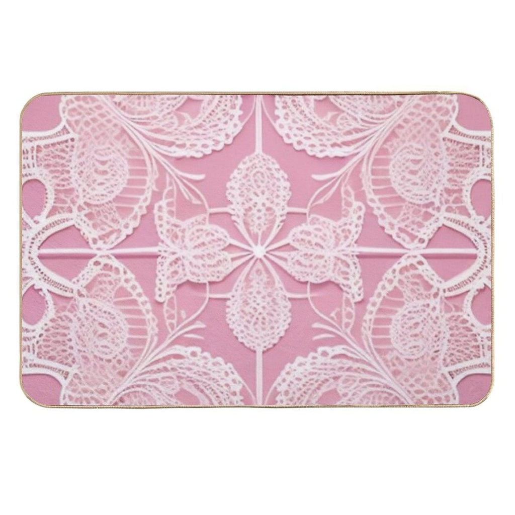 Pink Lace  Easy Maintenance Bath Mat
