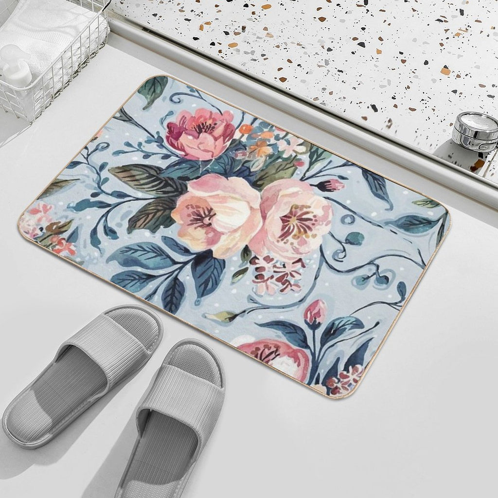 Watercolor Lavender Floral Seamless Design  Easy Maintenance Bath Mat