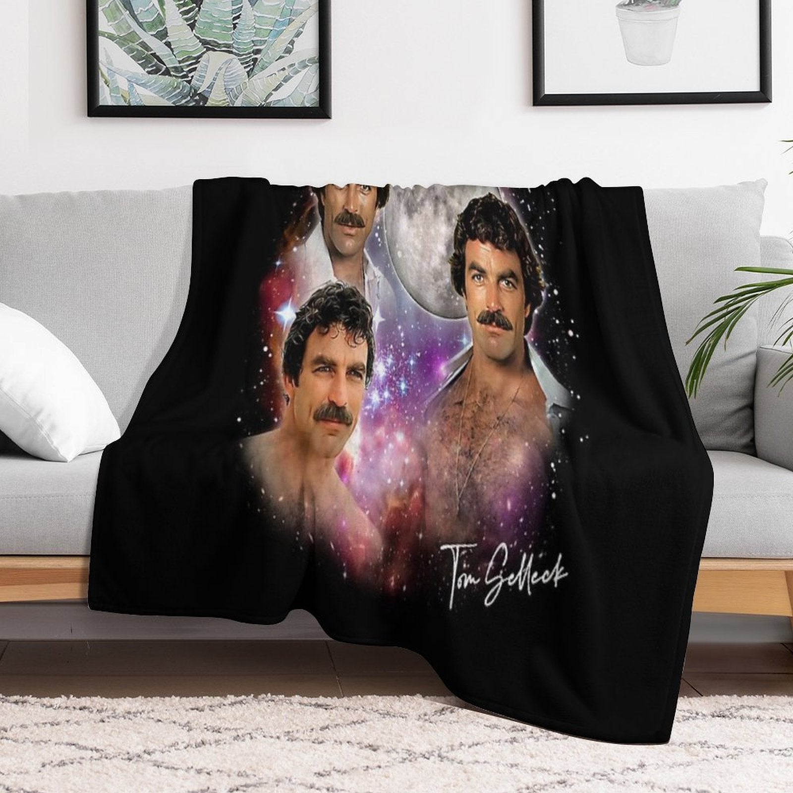 Tom Selleck - Original Fan Art 80s Aesthetic Compact Throw Blanket