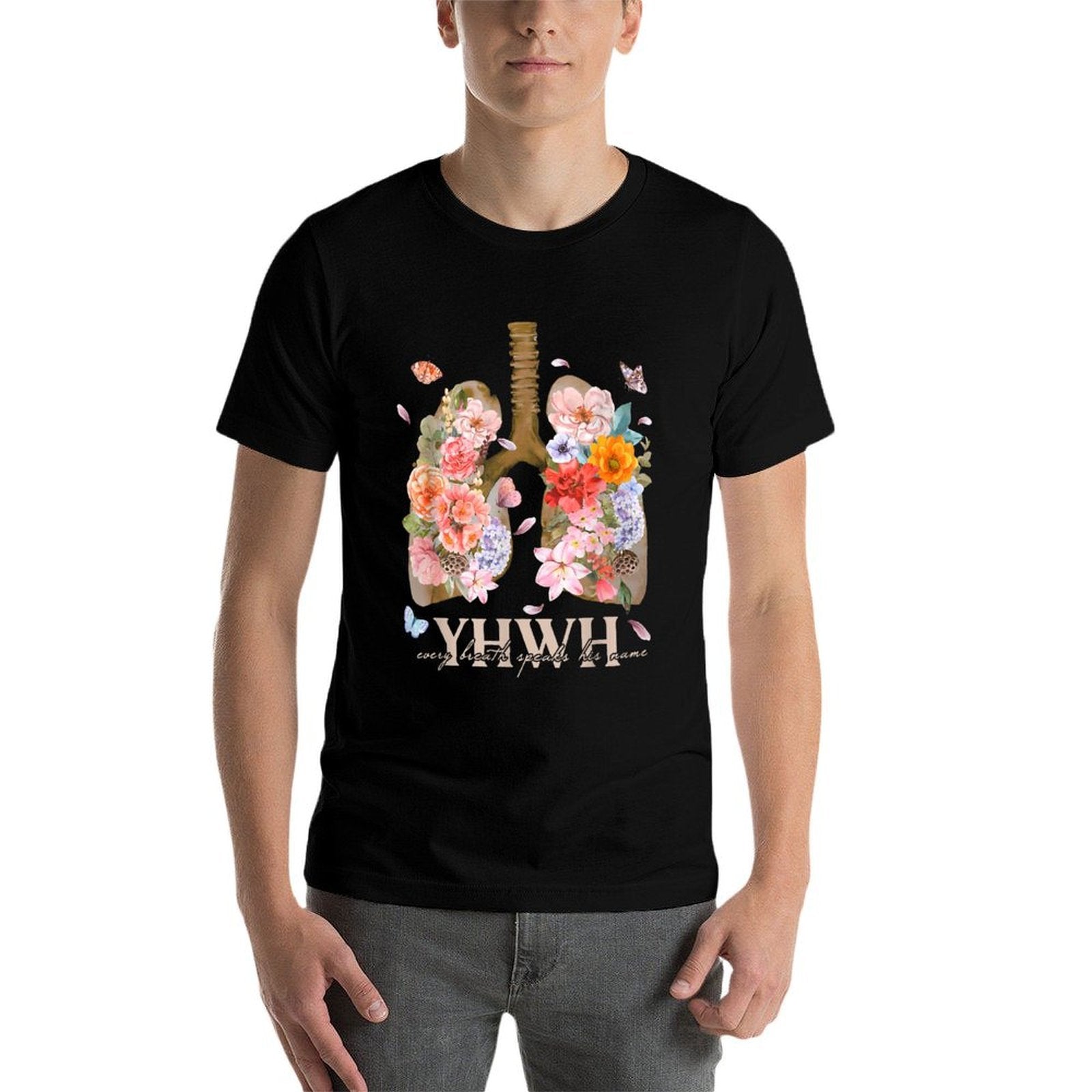 YHWH Every Breath Speaks His Name Lungs Christian  Easy-care T-Shirt