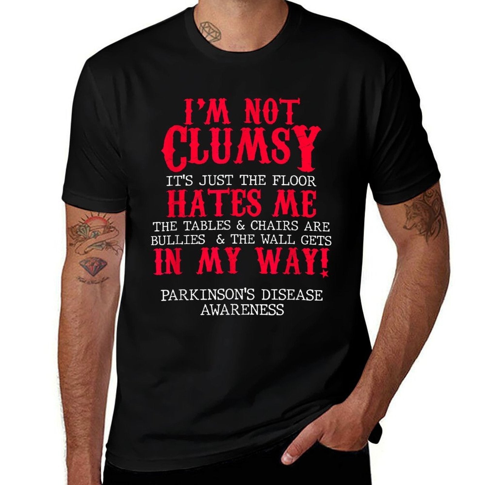 Parkinsons Disease Awareness Clumsy Warrior Survivor  Slim-fit Cut T-Shirt