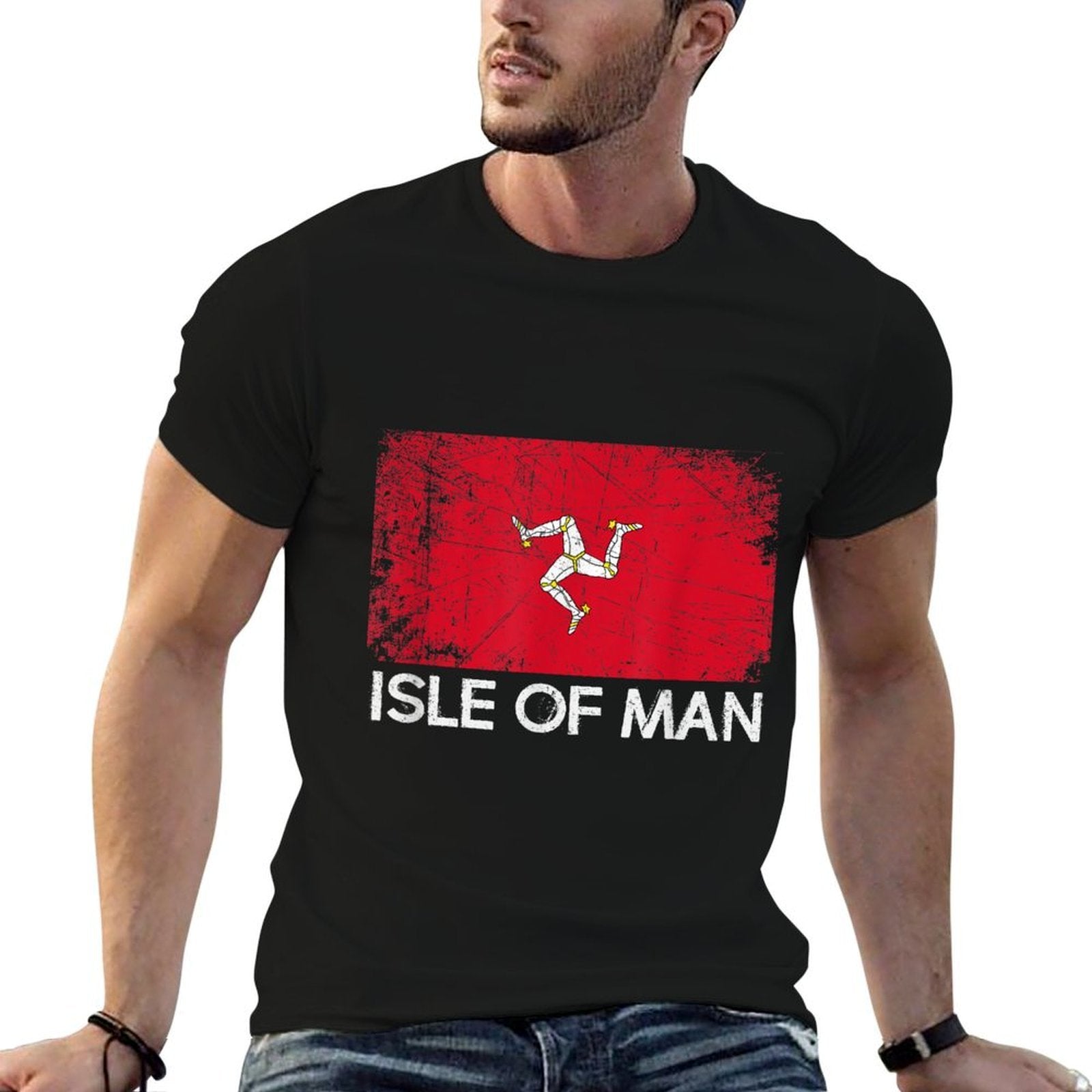 Manx  Vintage Made In Isle of Man Gift  Rolled Sleeves T-Shirt