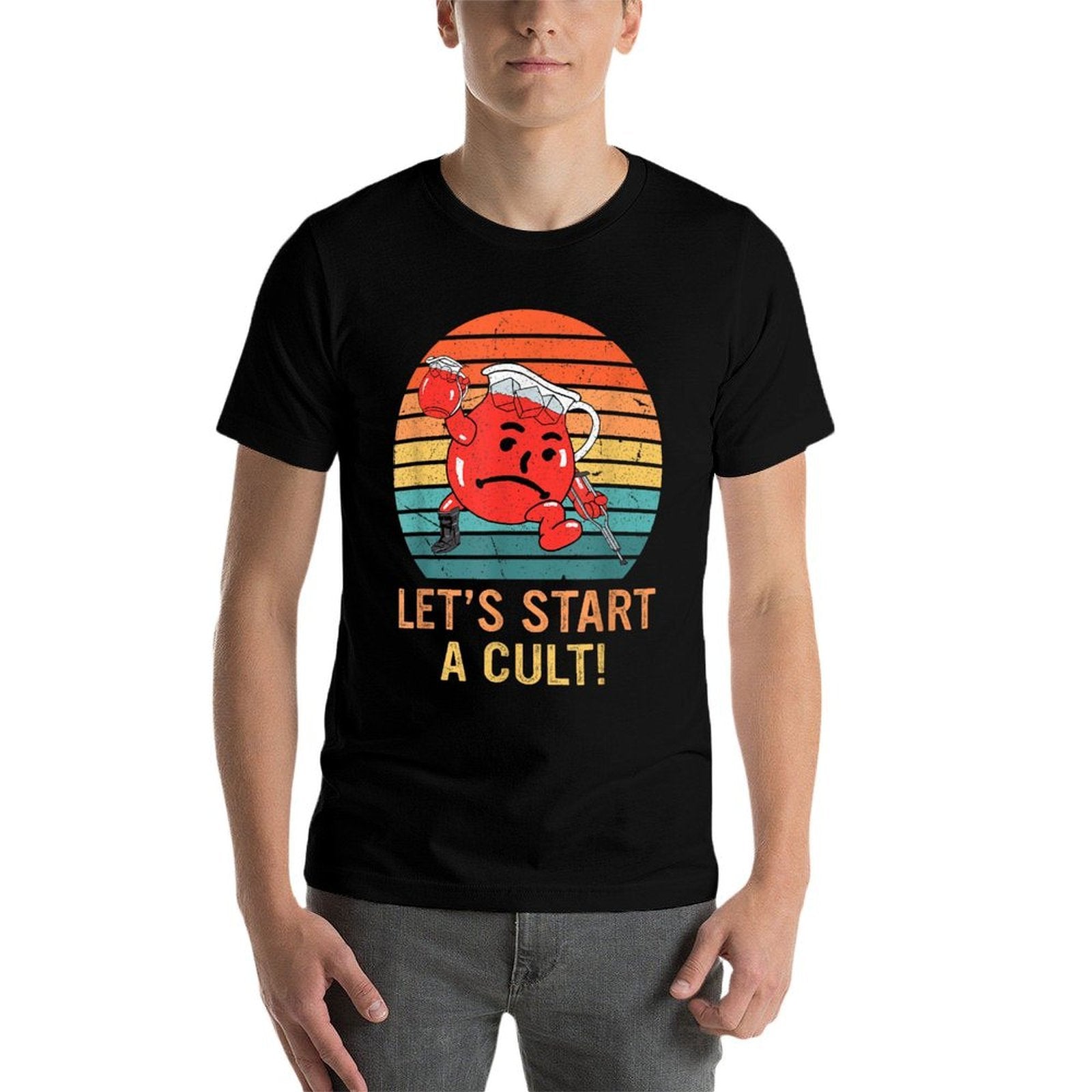 Let’s Start A Cult! Funny Retro  Heathered Texture T-Shirt
