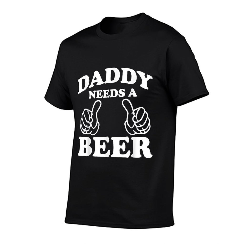 Mens Daddy Needs A Beer Funny Drinking Beer Lover  Oversized Silhouette T-Shirt