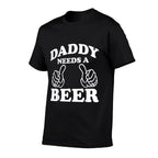 Mens Daddy Needs A Beer Funny Drinking Beer Lover  Oversized Silhouette T-Shirt