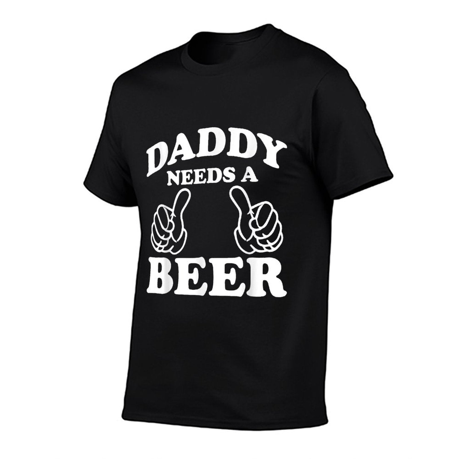 Mens Daddy Needs A Beer Funny Drinking Beer Lover  Oversized Silhouette T-Shirt