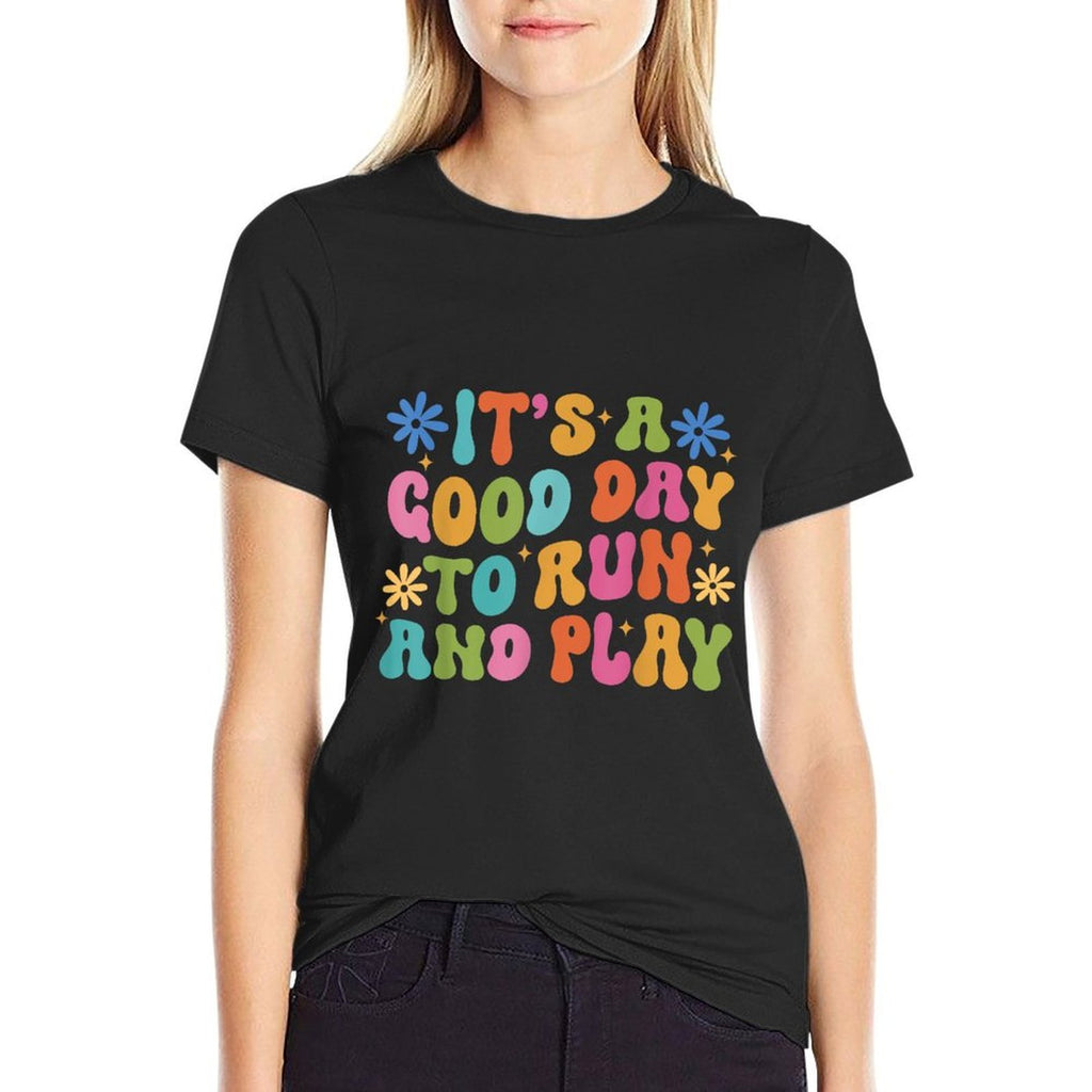 Its A Good Day To Run And Play PE Teacher Physical Education  Oversized Silhouette T-Shirt