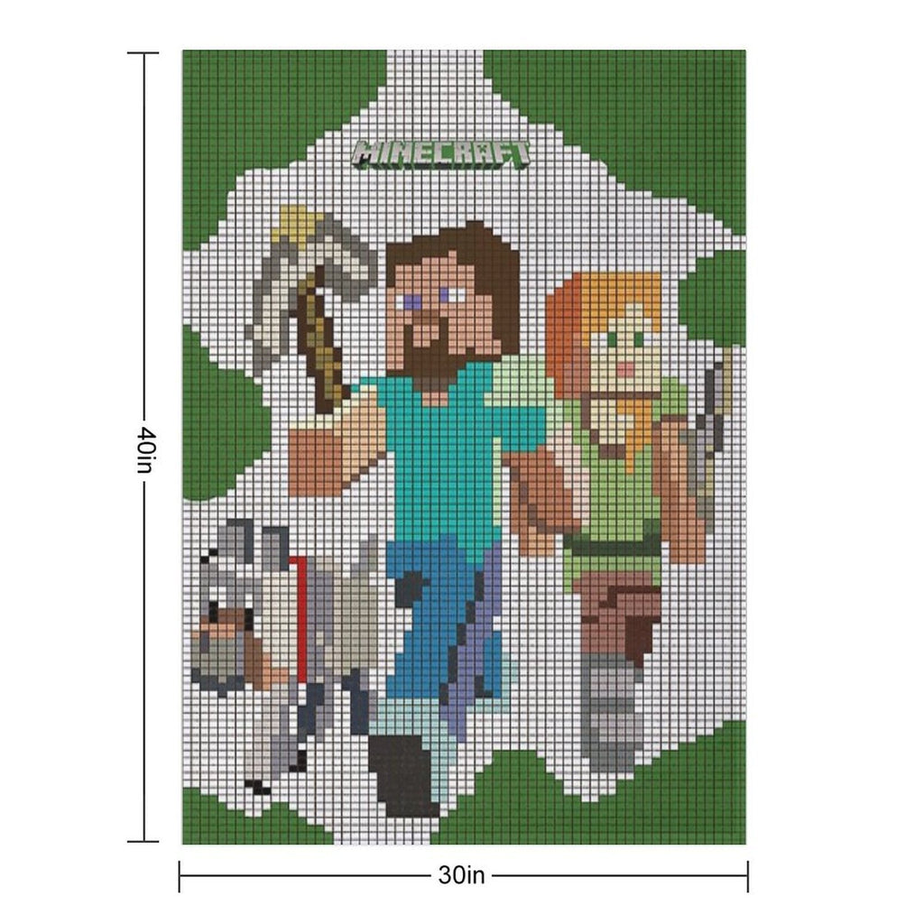 Steve And Alex Minecraft Theme Wrinkle-free Throw Blanket