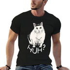 Funny Cat Huh Meme Internet Reaction Men Women Kids  Polyester Blend T-Shirt