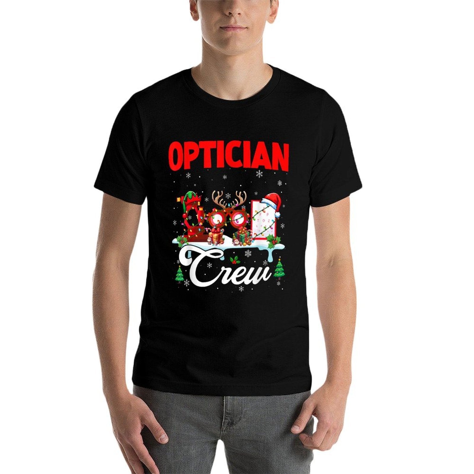 Optician Crew Christmas Santa Reindeer Elf Tools Job Team  Slim-fit Cut T-Shirt