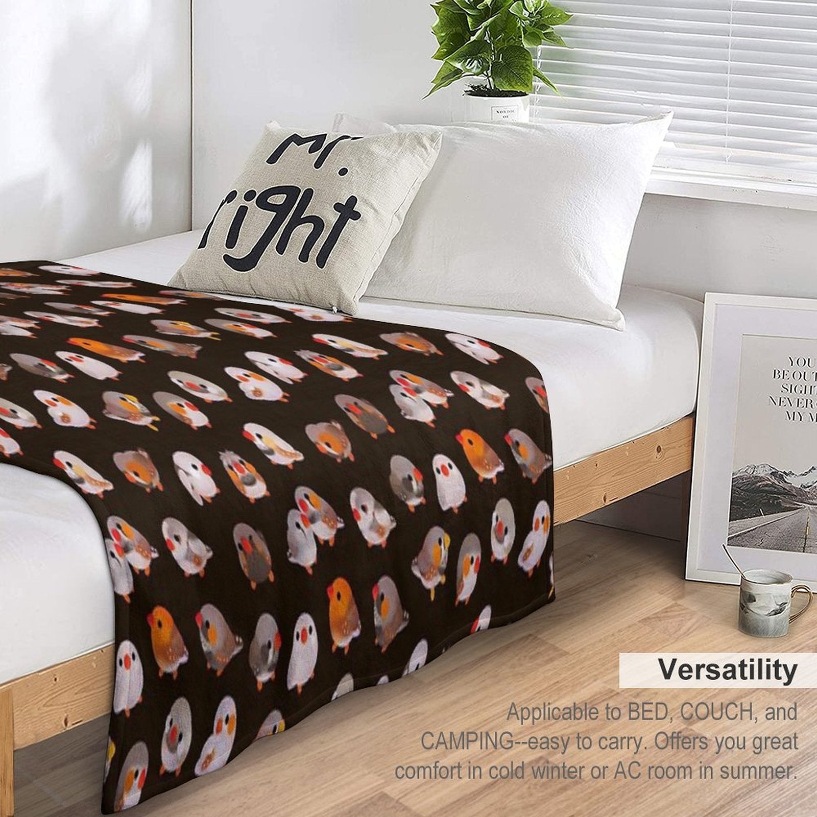 Zebra Finch - Textdark Anti-pilling Throw Blanket