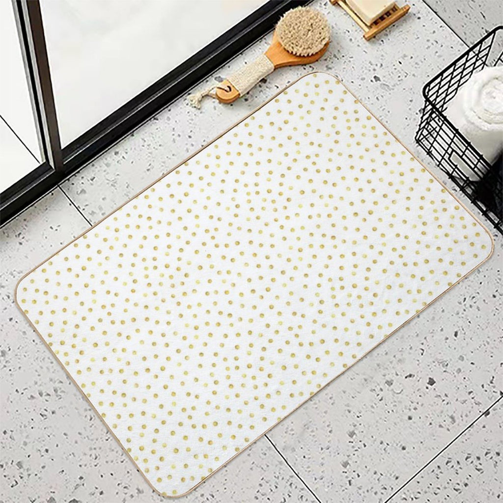 I Like Gold  Handpainted White + Gold Dots (Print Only)  Easy To Clean Bath Mat