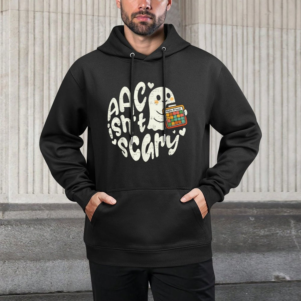 AAC Ghost SLP Halloween AAC SLP, Speech Therapist Inclusive Shape Retention Hoodie