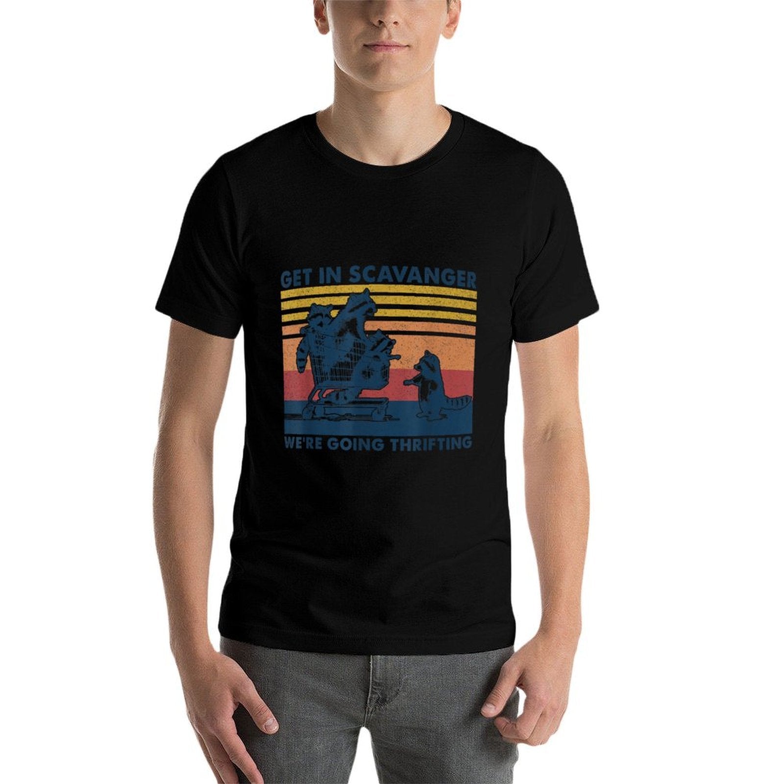 Get In Scavanger Were Going Thrifting Retro Raccoon Lover  Trendy Pattern T-Shirt