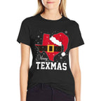Funny Texas Merry Texmas Christmas State Santa Hat Clothing  Durable T-Shirt