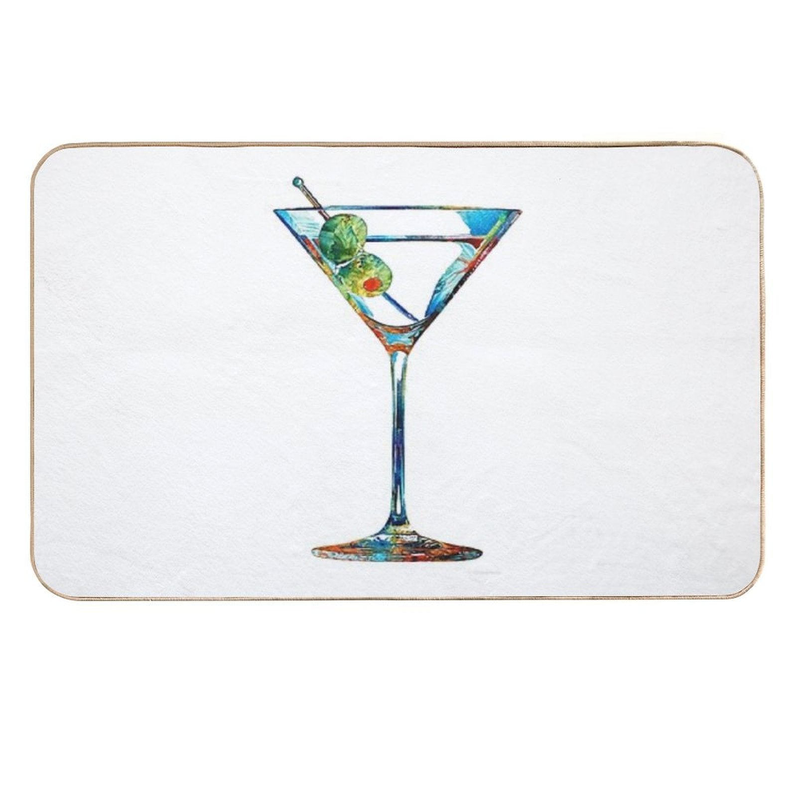 Happy Hour Martini Glass Art - Cheers - Sharon Cummings  Absorbent Bath Mat