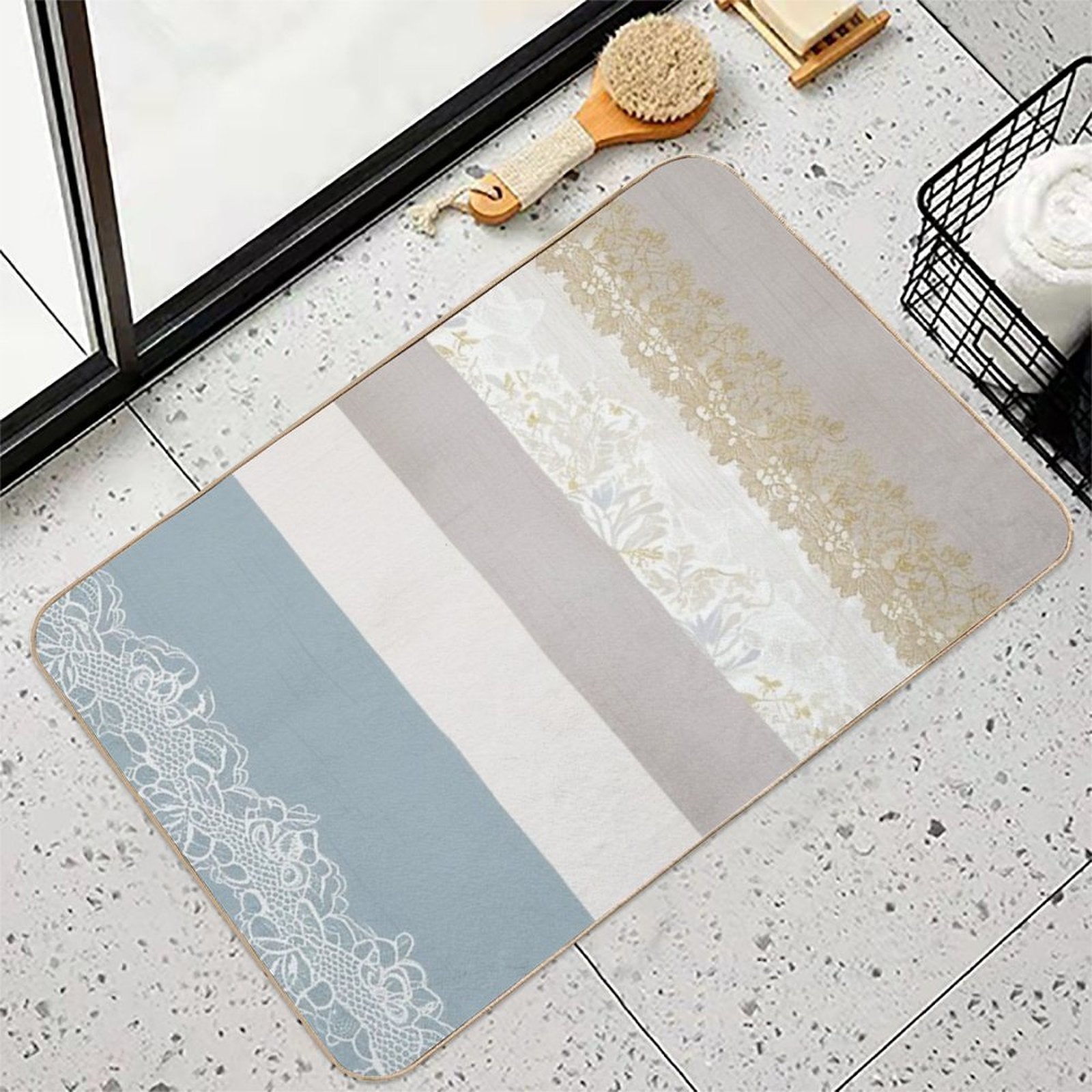 • A Design That Radiates Serenity with Soft Color Tones  Dirt-Trapping Bath Mat