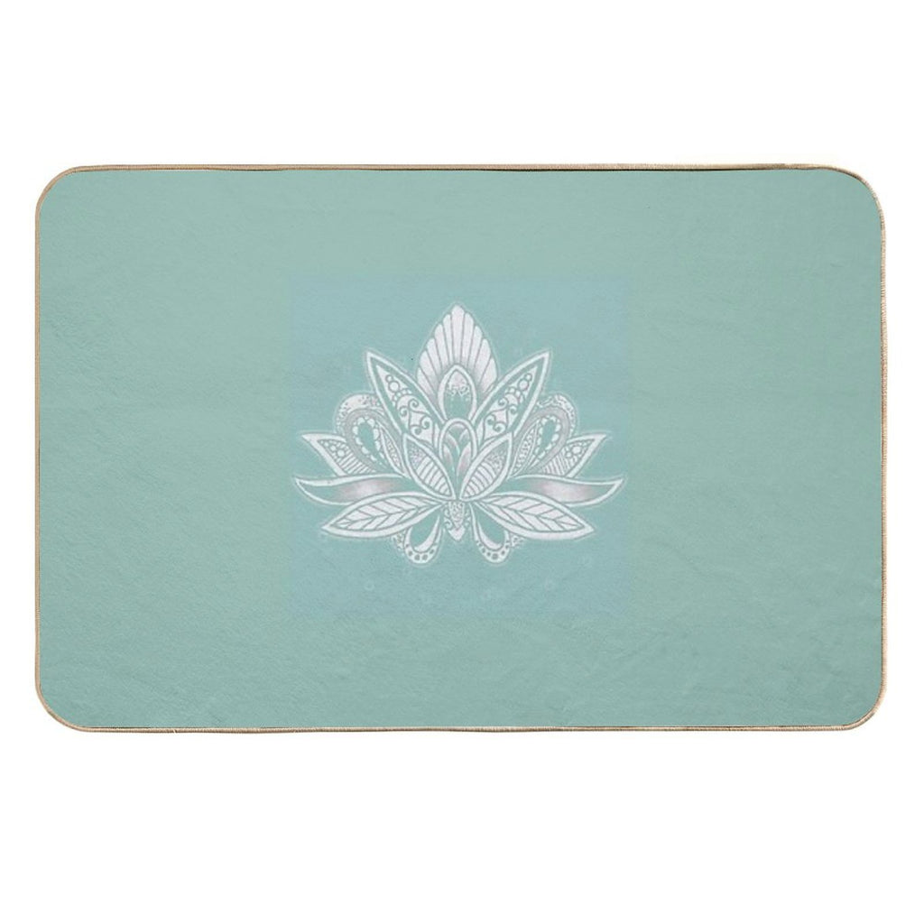 Lotus Flower on Turquoise  Repositionable Bath Mat