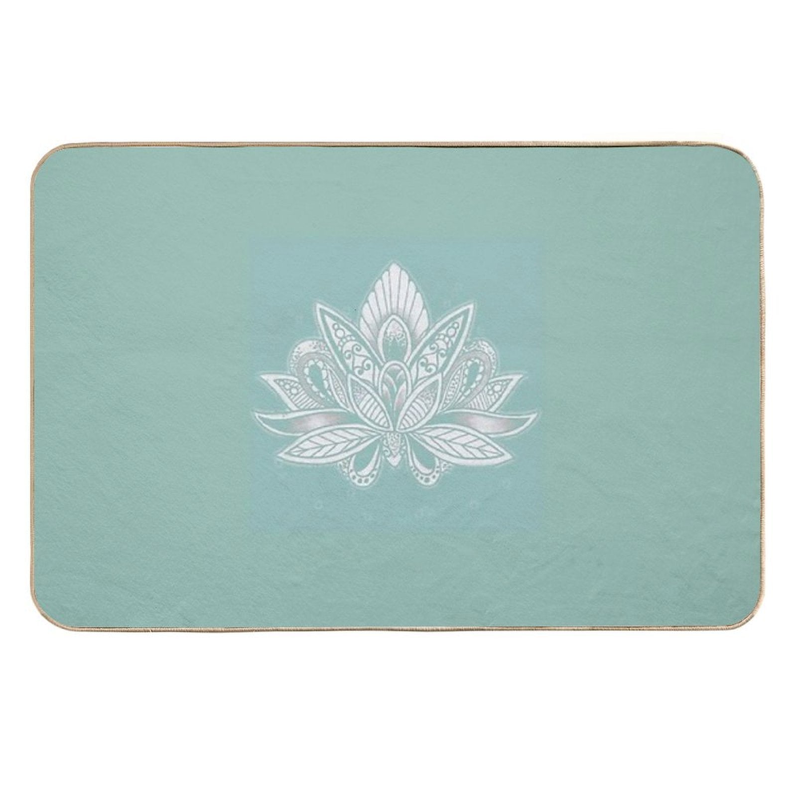 Lotus Flower on Turquoise  Repositionable Bath Mat