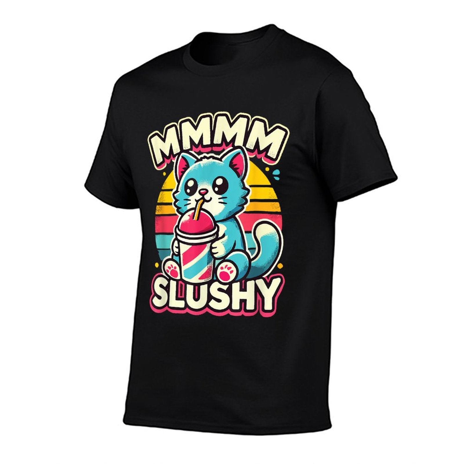 Funny Slushy Cat  Cute Cat Drinking Slushy  Durable T-Shirt