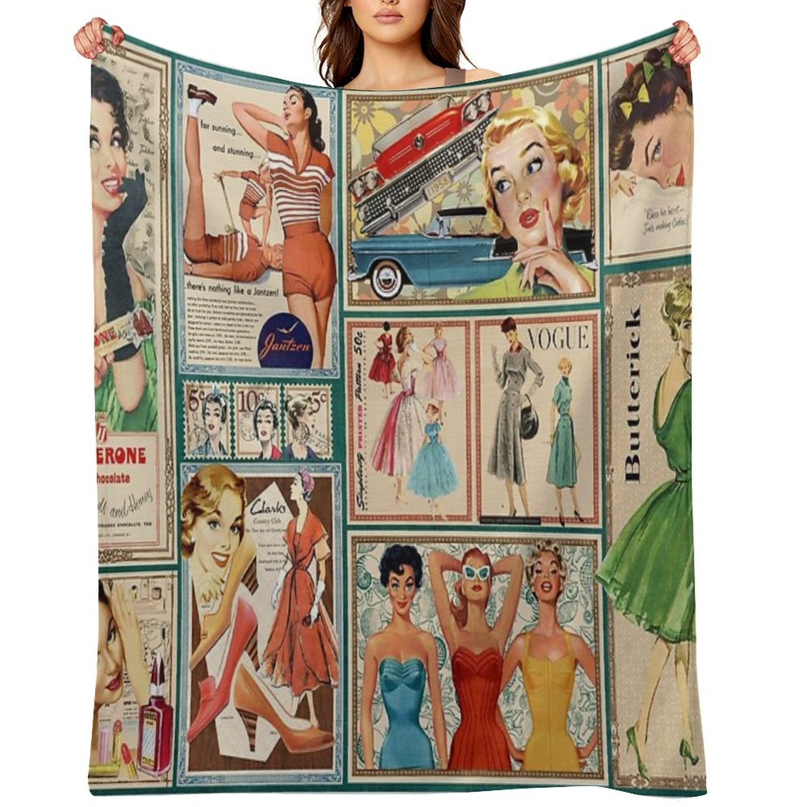 50s Fashion Compact Throw Blanket