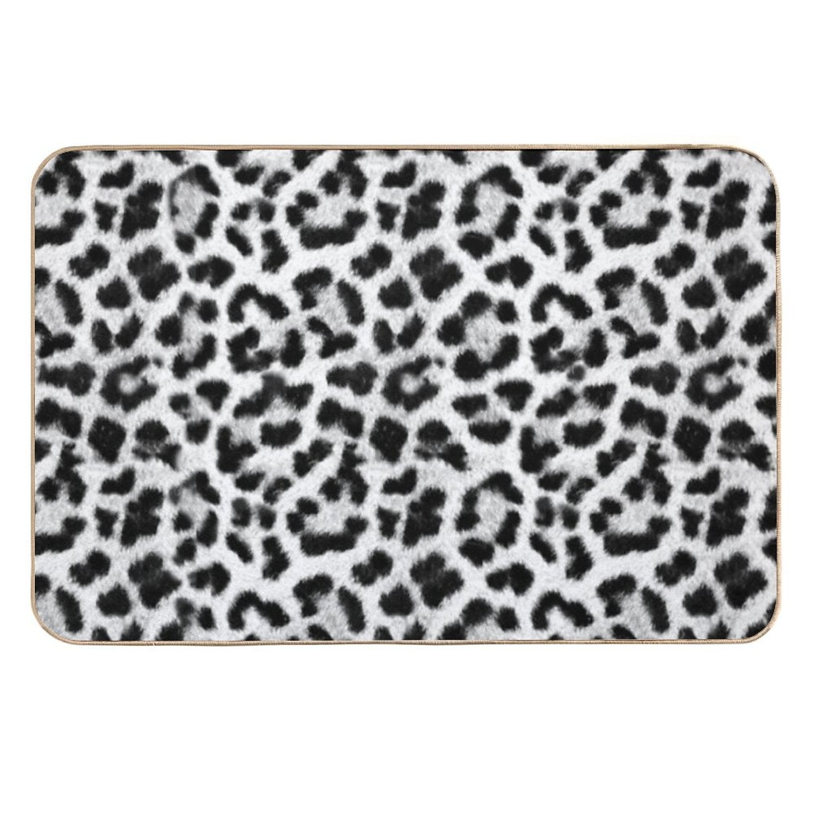 Black And White Leopard Print  Rapid-Drying Bath Mat