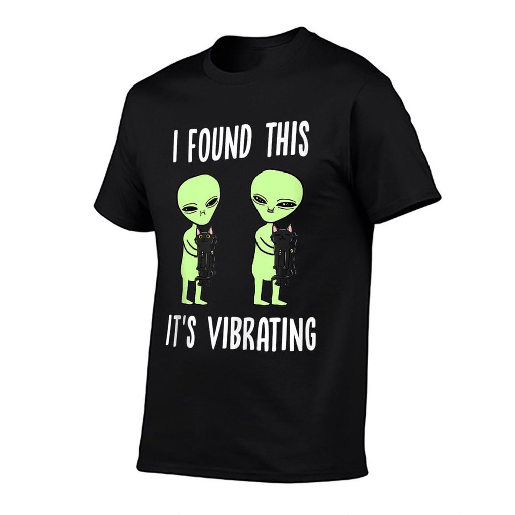 Aliens I Found This Its Vibrating Black Cat Funny Space  Eco-friendly Material T-Shirt