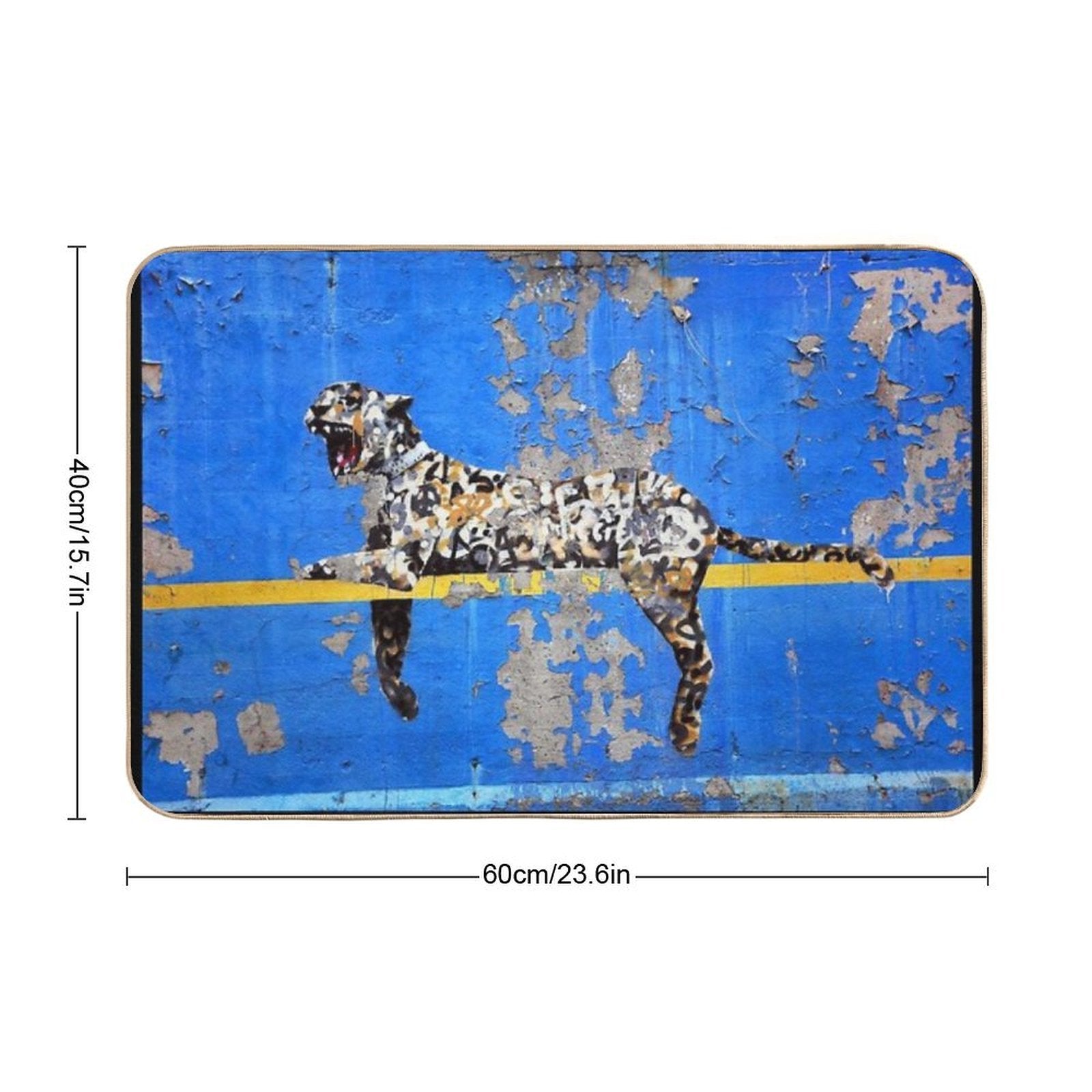 Banksy Mural Graffiti Leopard Bronx Zoo Wall  Easy Maintenance Bath Mat