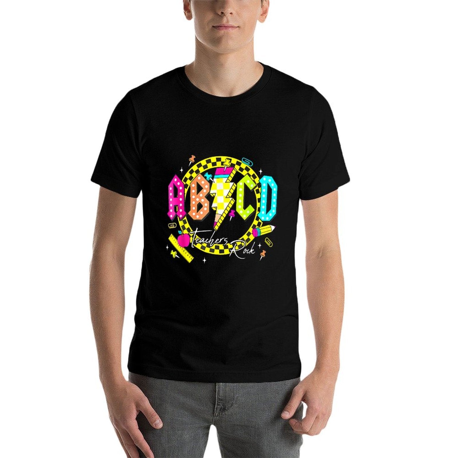 Funny Back To School ABCD Teacher Rocks Abcs Teachers Rock  Tagless Design T-Shirt