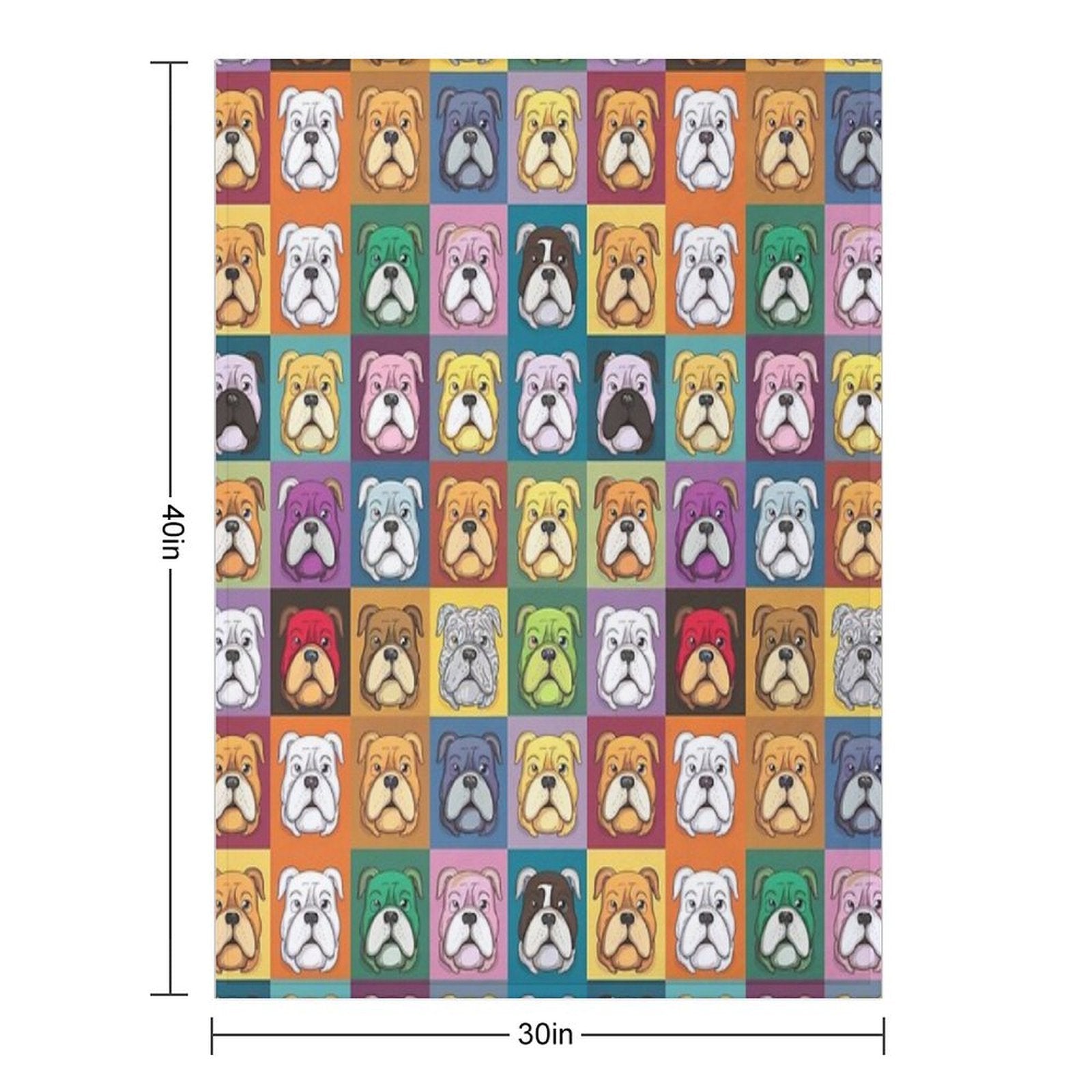 Bulldog Patchwork Vivid Canine Quilt Versatility Throw Blanket