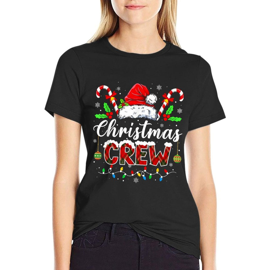 Christmas Crew Xmas Lights Family Matching Pajamas Holiday Comfortable T-Shirt