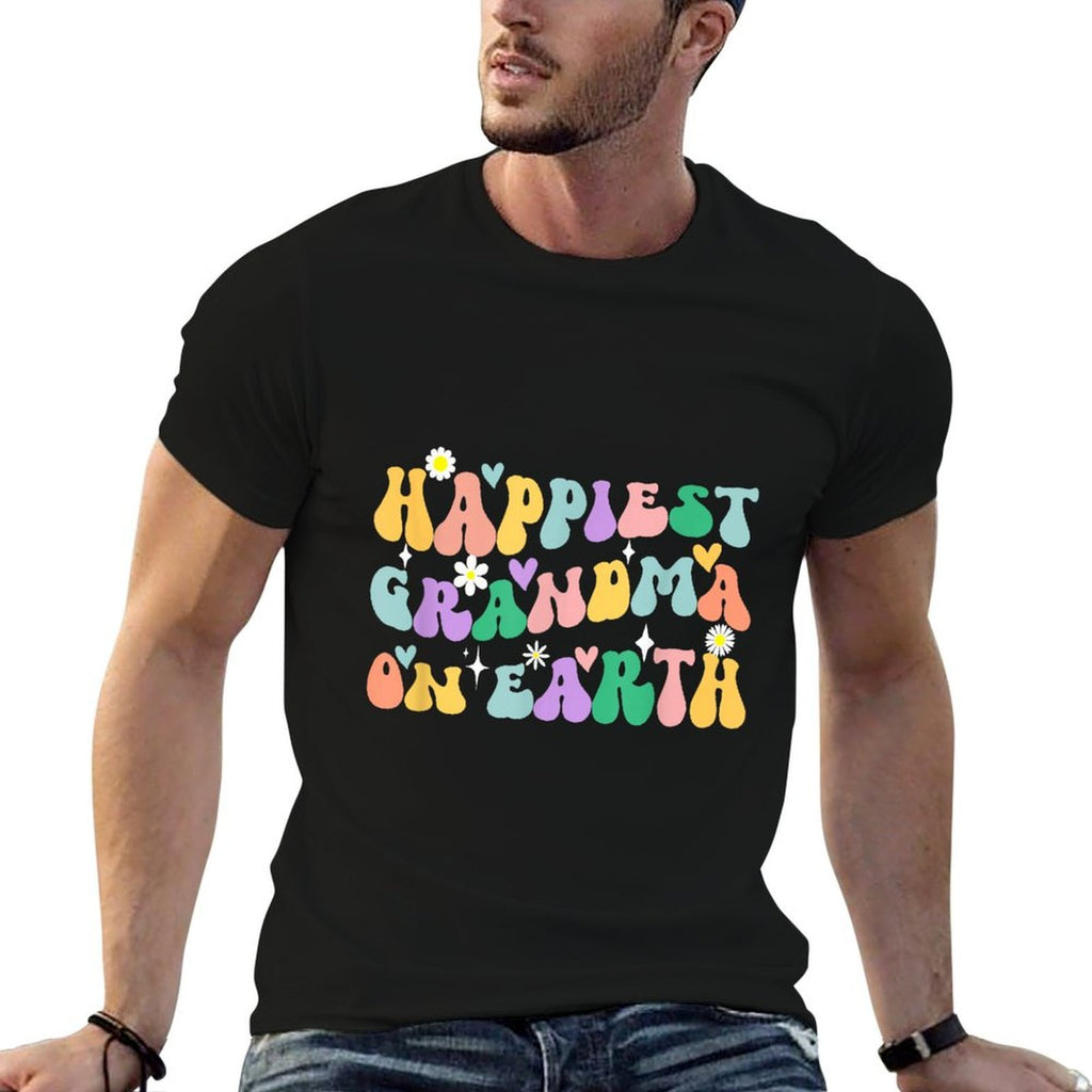 Retro Groovy Happiest Grandma On Earth For Family Trip  Stretchy T-Shirt