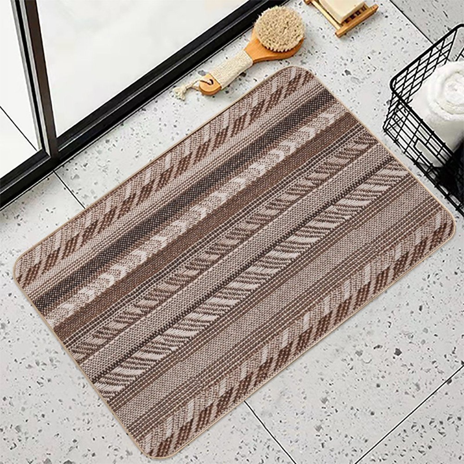 Copper - Boho Stripe -  Easy Maintenance Bath Mat