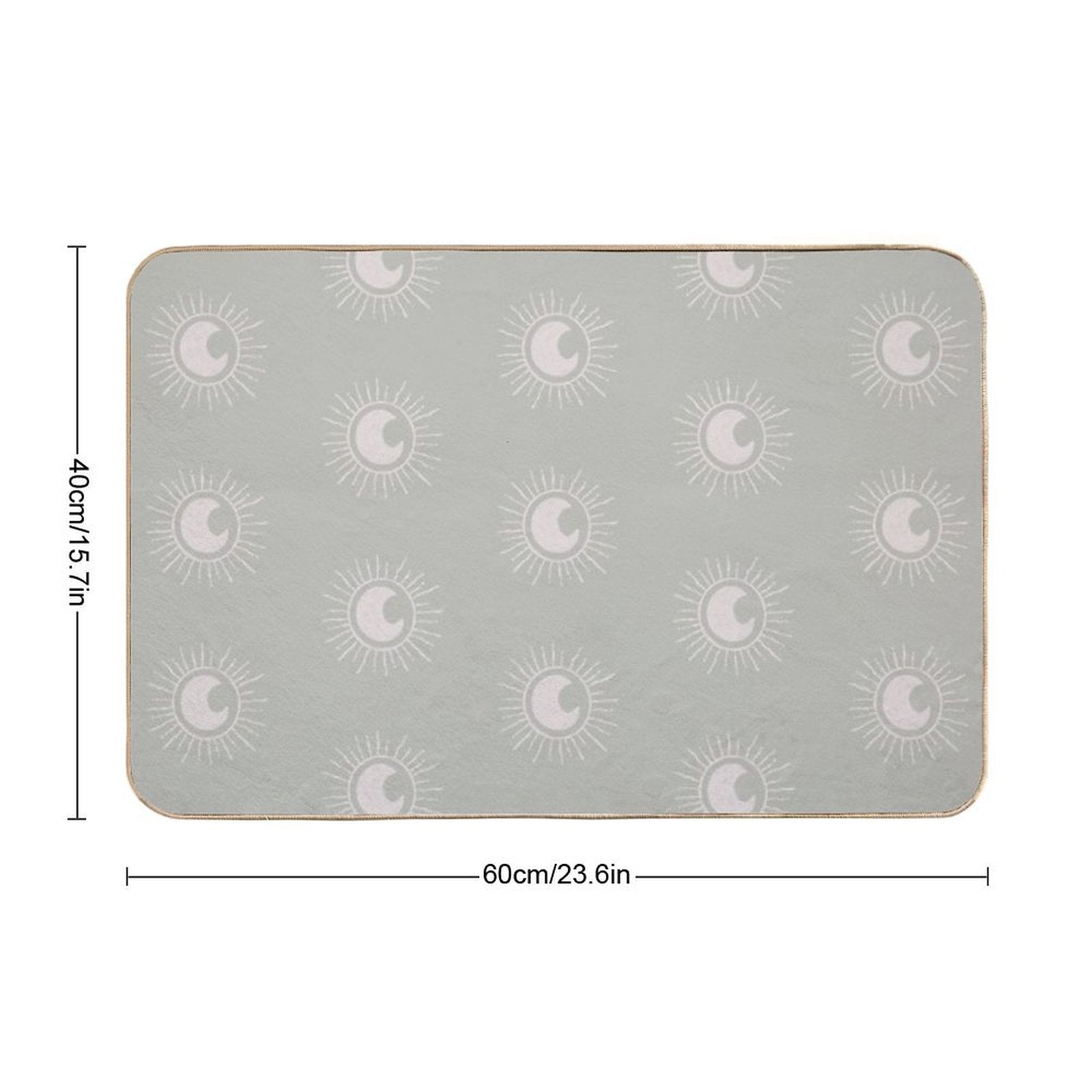 Boho Sun And Moon Pattern Bohemian Aesthetic In Muted Colors Pale Green Durable Bath Mat