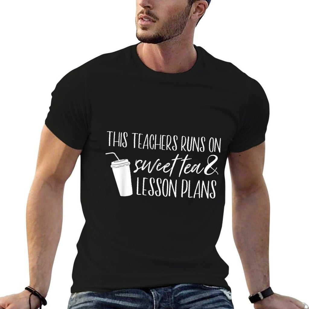 This Teacher Runs On Sweet Tea And Lesson Plans Gift for Men Women Kids  Easy-care T-Shirt