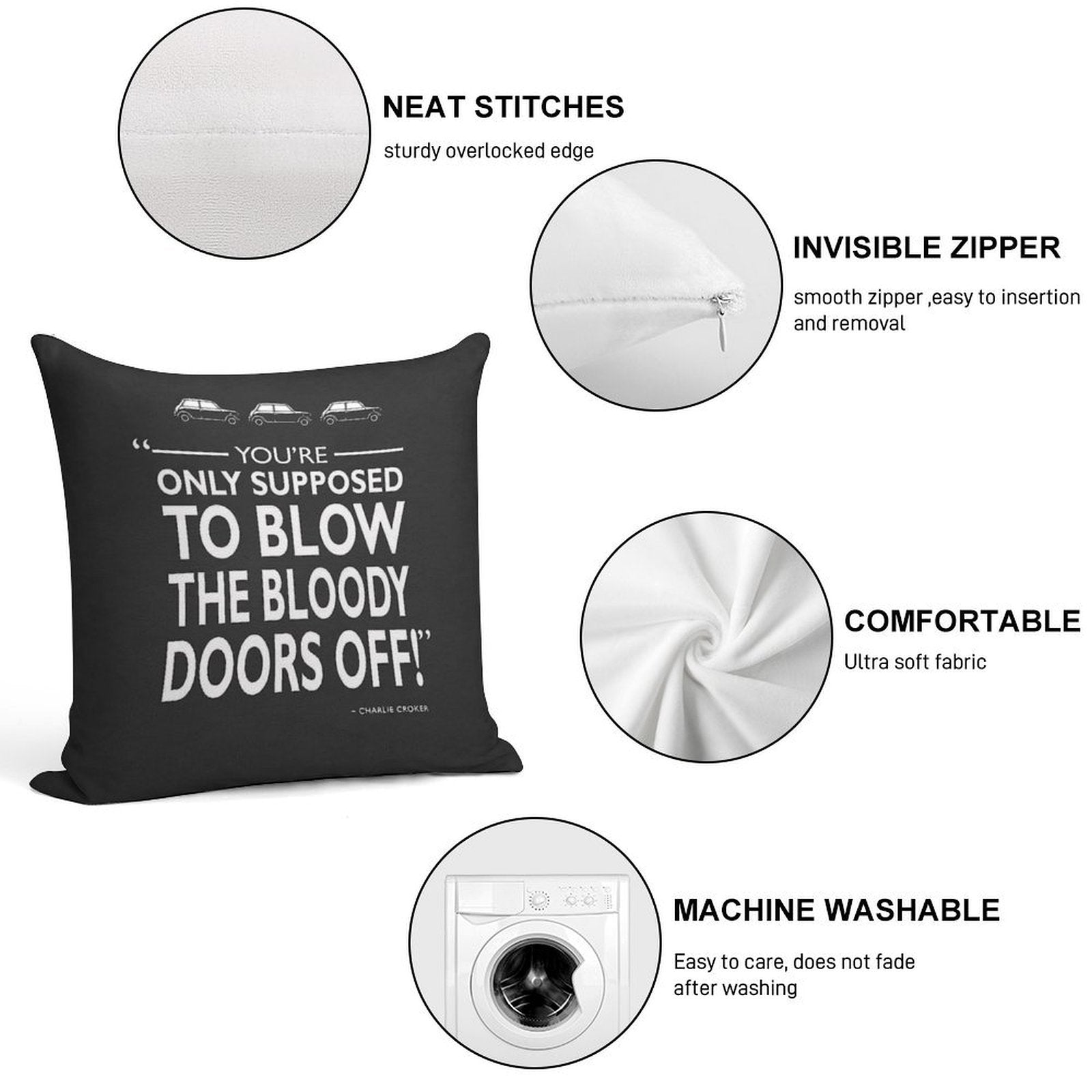 Blow The Bloody Doors Off Soft Fade-Resistant Throw Pillow