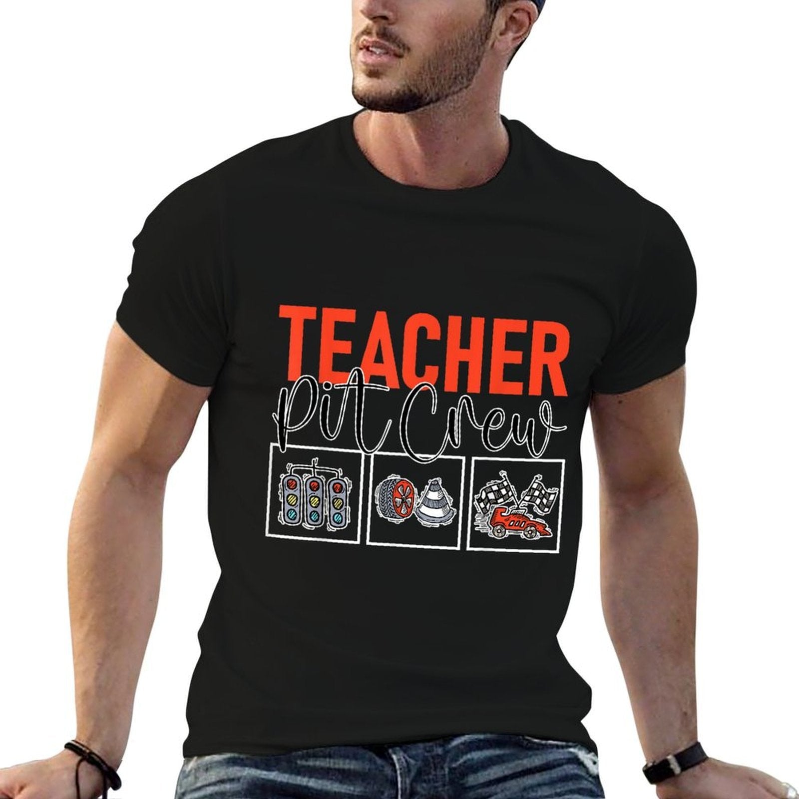 Teacher Pit Crew Car Racing Race Driver Racear Lover Race  Classic T-Shirt