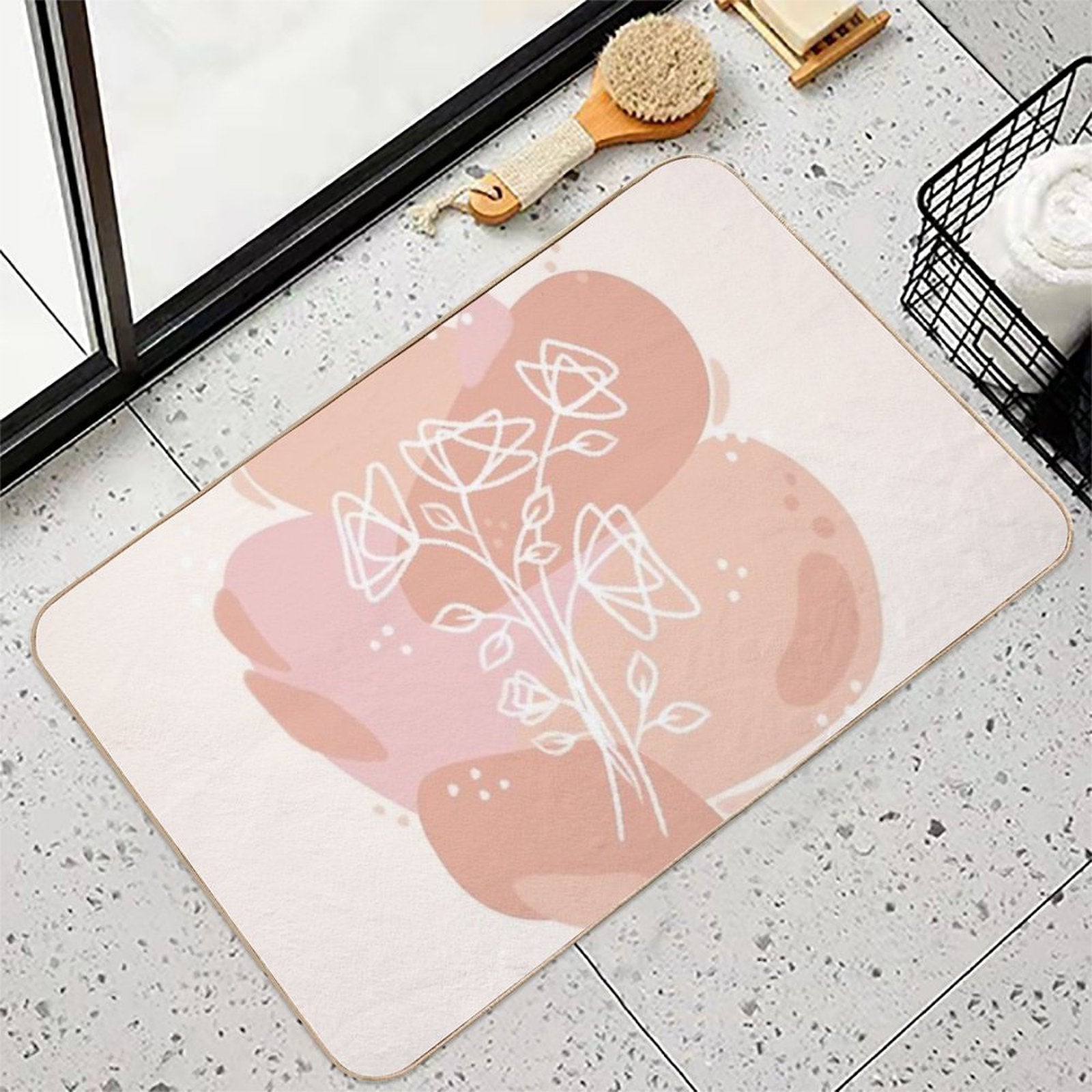 Bloom Line Art  Absorbent Bath Mat