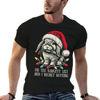 On The Naughty List And I Regret Nothing Rabbit Christmas  Fade-proof Color T-Shirt