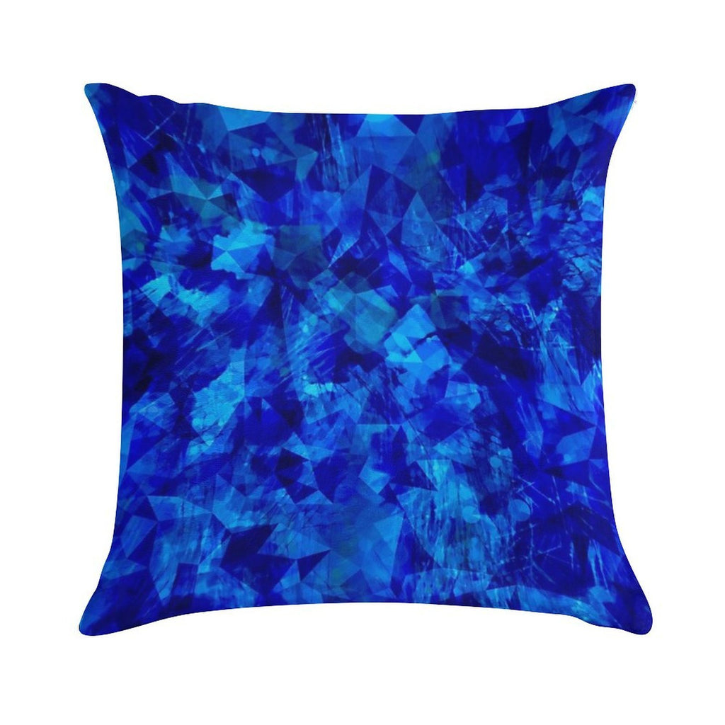 Cobalt Facets Soft Washable Throw Pillow